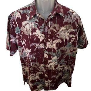 TORI RICHARD Honolulu Maroon Tropical Floral Aloha Hawaiian Shirt Men M Medium